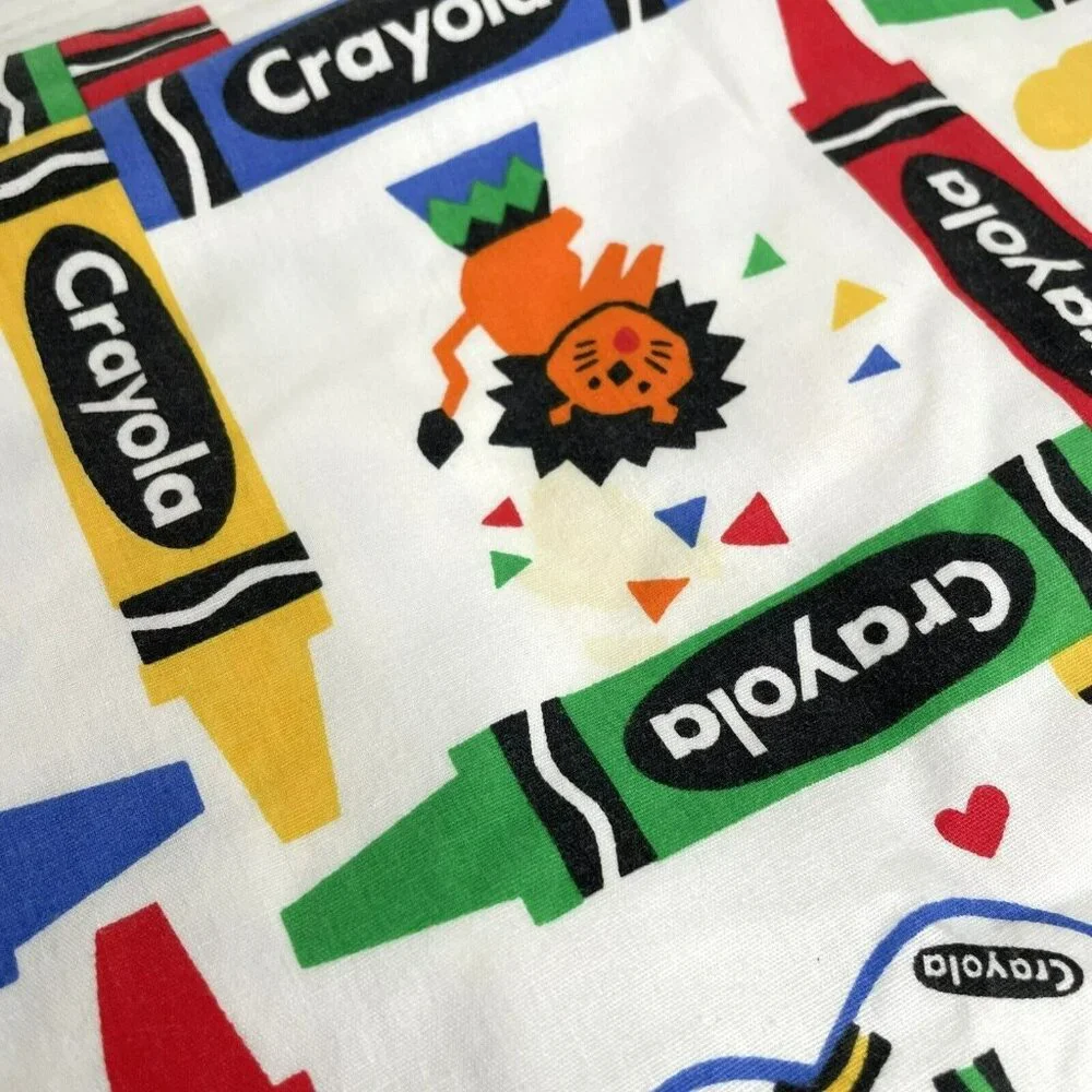 Vintage Handmade Crayola Crayons Blanket Bed Throw Primary Colorful 54" x 44" - Picture 3 of 11